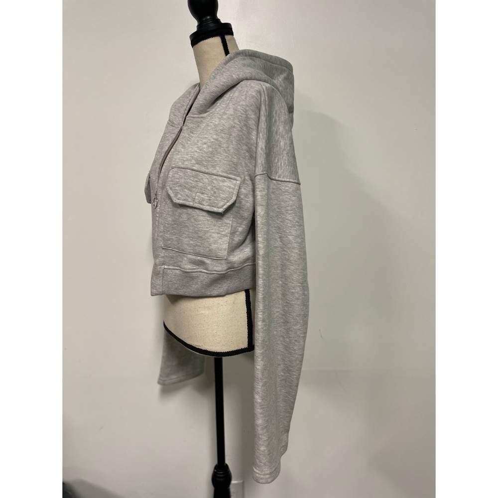 Pretty Little Thing Plus Cropped Hoodie Sweatshirt Gray Plus Size 16 - Picture 5 of 8